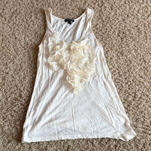 Express off White Ruffle Detail Tank Top